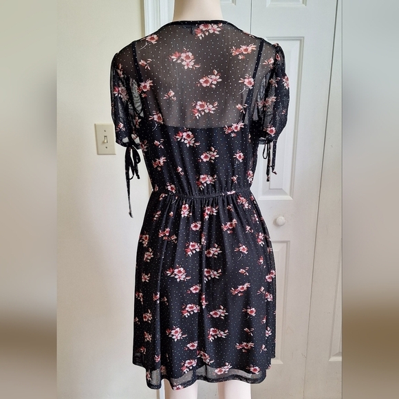 Charlotte Russe Black Floral Mesh Dress - Size L - Picture 4 of 11